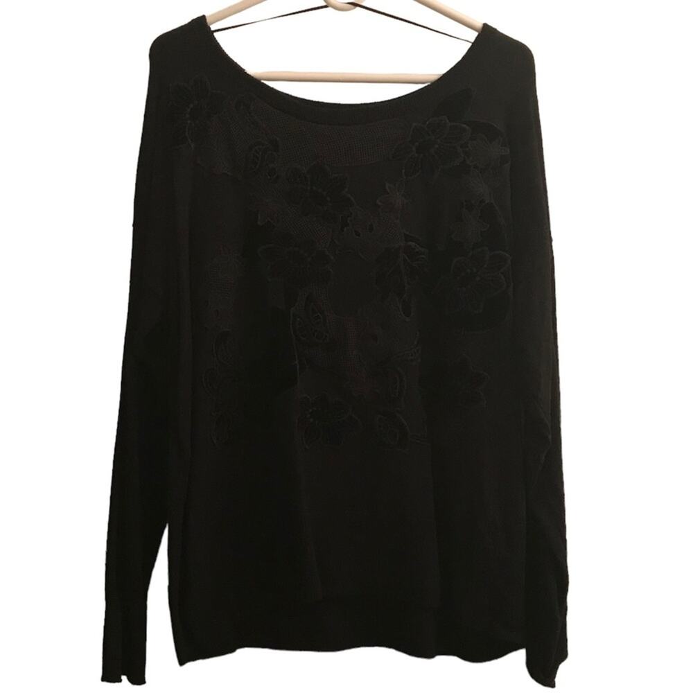 Apt. 9 Black floral long sleeve sweater Size XL - Picture 1 of 6